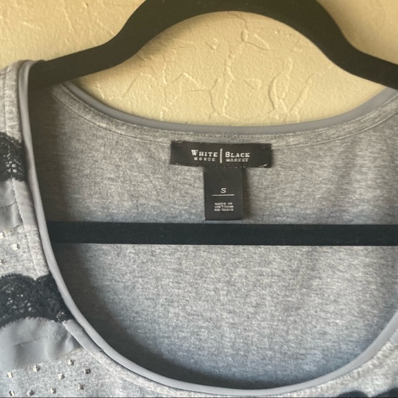 White House Black Market Gray Short Sleeve Blouse - Picture 8 of 8